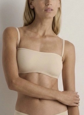 Quince Second Skin Wireless Strapless Bandeau Bra w/Removable Straps Black Large