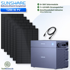 Balkonkraftwerk 1200W 4kWh Speicher Sunshare RAY Solaranlage Balkon …