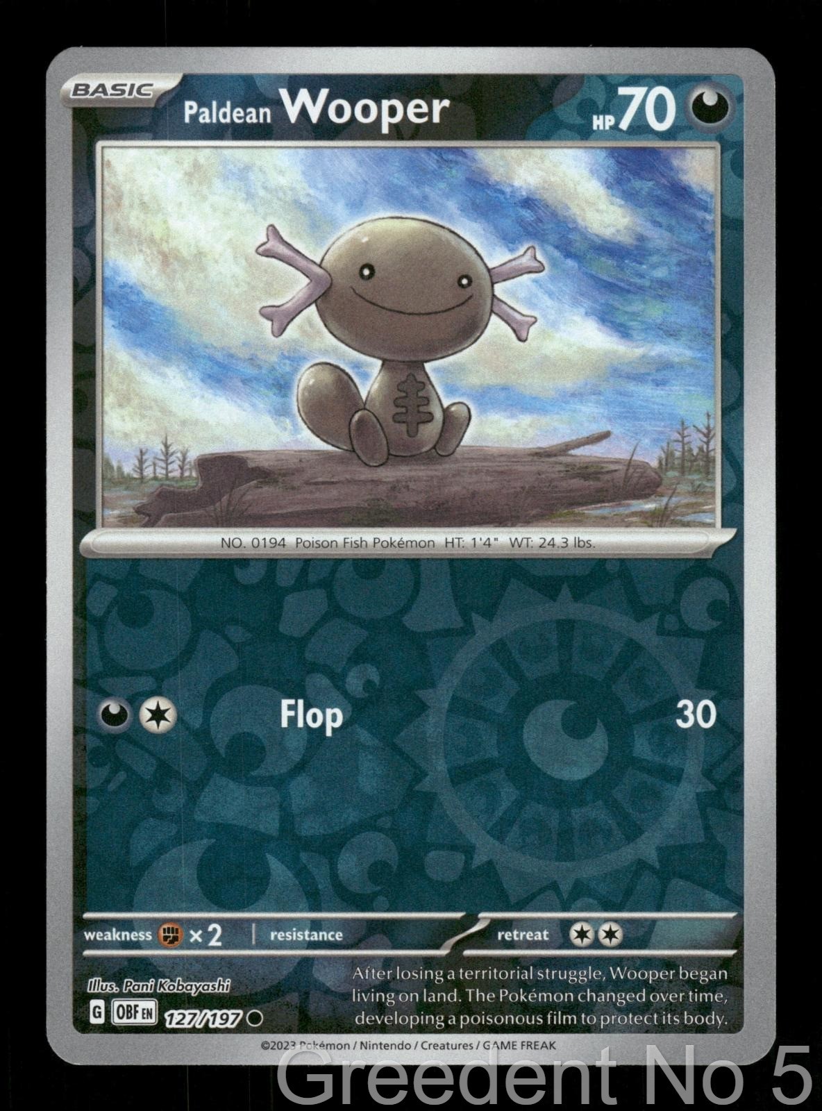 Paldean Wooper 127/197 Common Obsidian Flames Pokemon Reverse Holo Near Mint