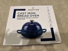 NEW Aldi Crofton Cast Iron Bread Oven 9" Enameled Blue New Box Silver Knob NIB