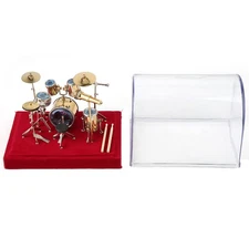 Eujgoov Miniature Drum Set Kit 112 Scale Retro Gold Copper Mini Musical Instr...