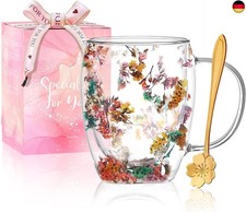 Schöne Trockene Blume Doppelwand Glas Kaffeetasse Herbst Teetasse Mit Griff 