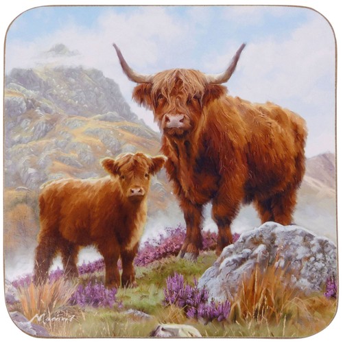 Juego de 4 posavasos Highland Cows Coo The Leonardo Collection - Imagen 2 de 3
