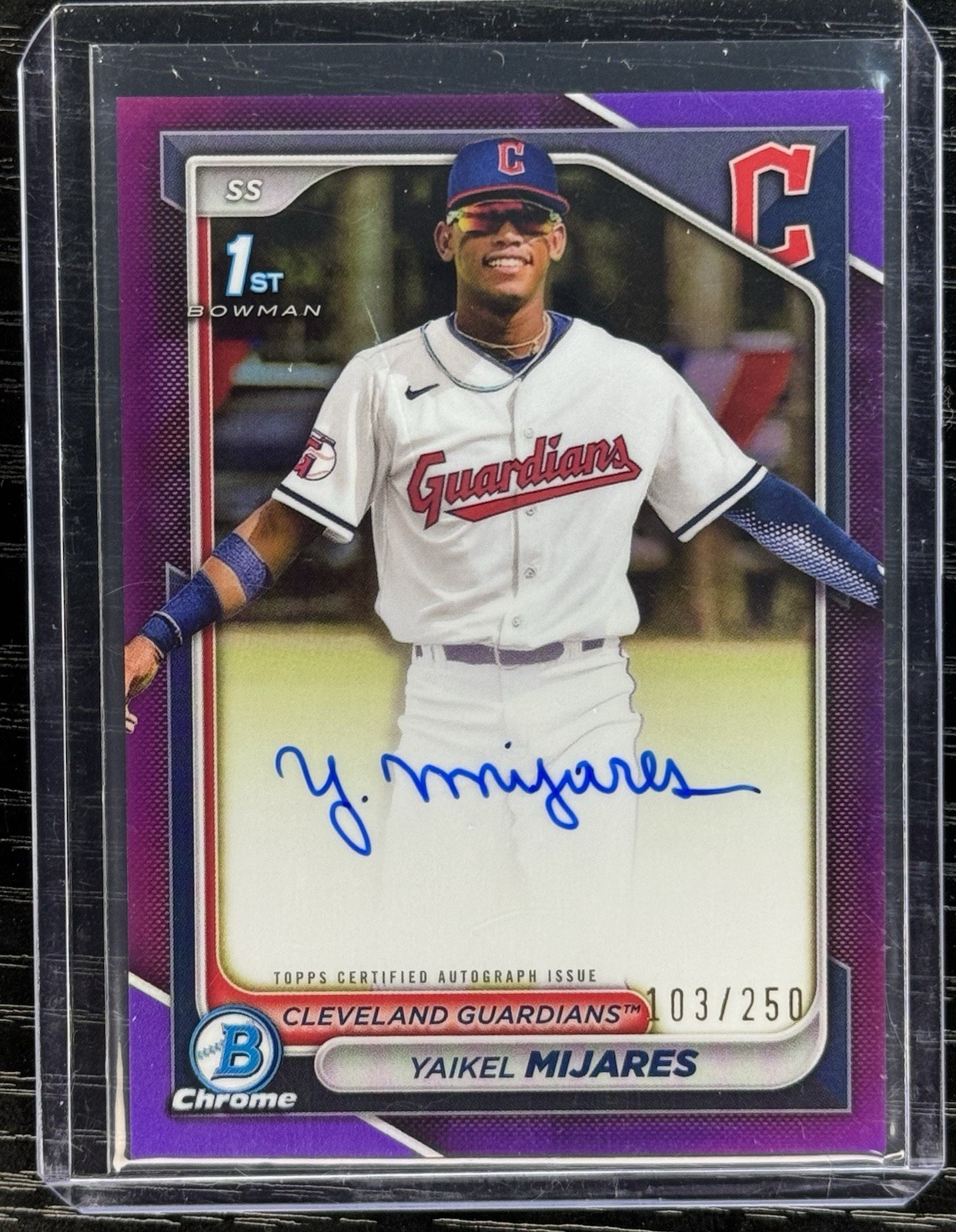 Yaikel Mijares 1st Bowman Chrome 2024 #103/250 Purple Auto Cleveland Guardians