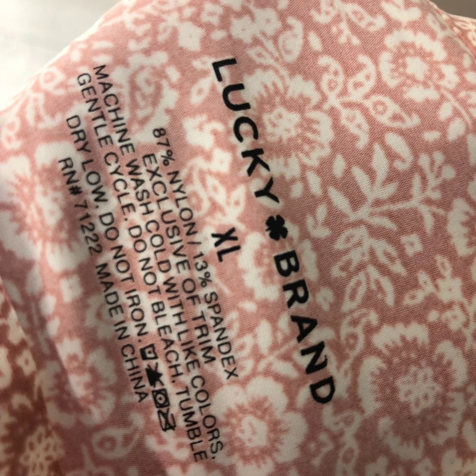 Bralette para mujer Lucky Brand estampado floral rosa blanco correas ajustables talla XL Foto 4 de 4