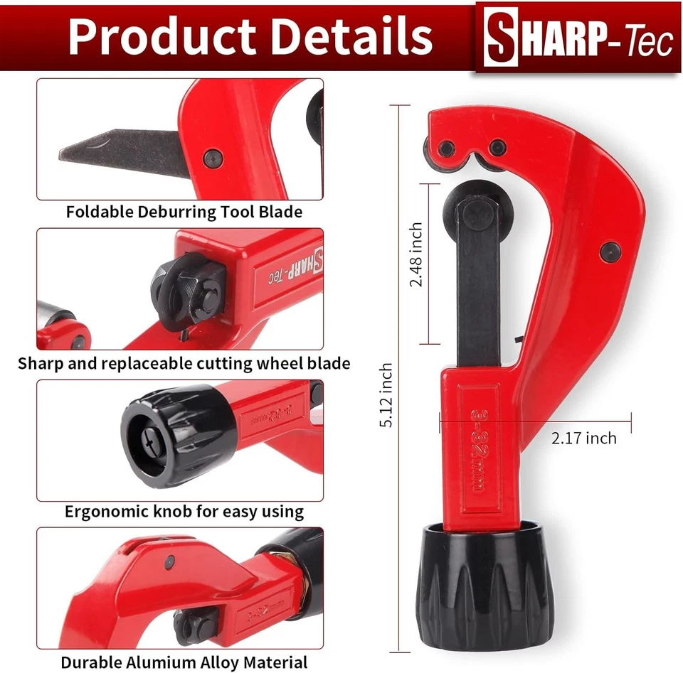 Sharp-tec 3-32mm Pipe Cutter | Adjustable Tube Cutter | Aluminum Copper Plastic - Image 3 of 4