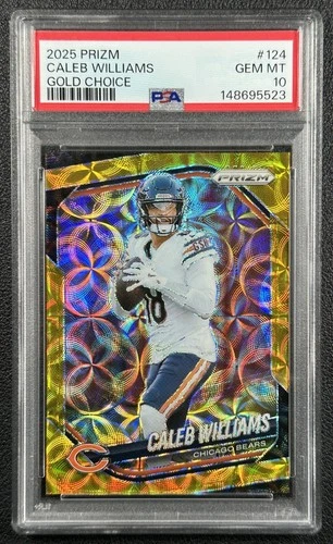 CALEB WILLIAMS PSA 10 2025 PANINI PRIZM #124 GOLD CHOICE 09/10 BEARS
