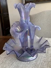 Vintage Fenton Lavender Purple Iridescent Stretch Glass 4 Horn Epergne