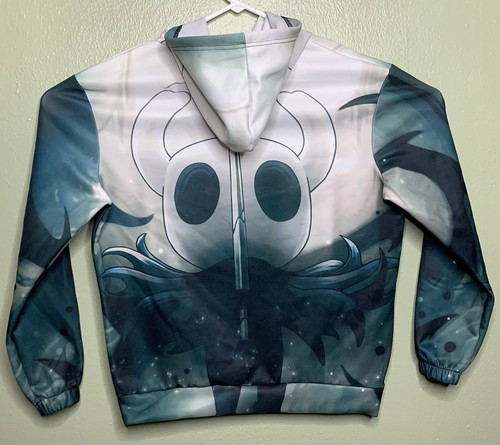 Hollow Knight Mens Large Aqua Green White Drawstring Pullover Gaming Hoodie - Picture 3 of 5