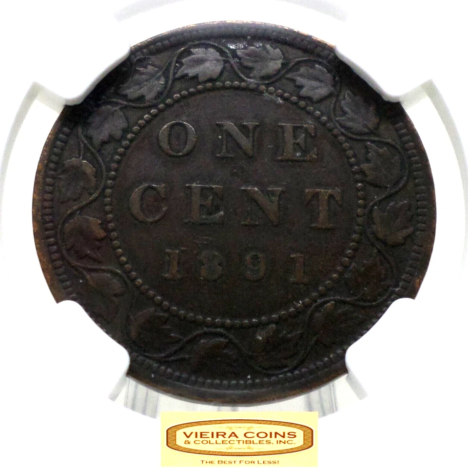 1891 Canada Large Leaves Small Date  1 Cent, NGC XF45 BN - #CONS38791 - Image 4 of 4