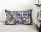 Blue Flower Cotton Kantha Cushion Cover Home Decor Throw Pillow Indian 12X20"