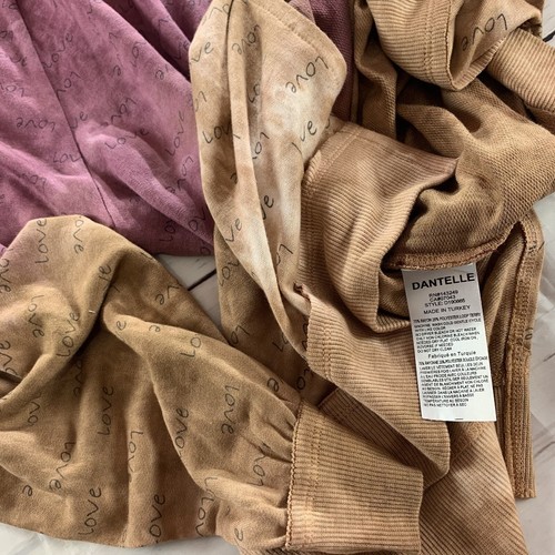 Dantelle Side slit Hi Low sweatshirt Large sporty Tie Dye Love Brown D190665 New - Picture 11 of 12