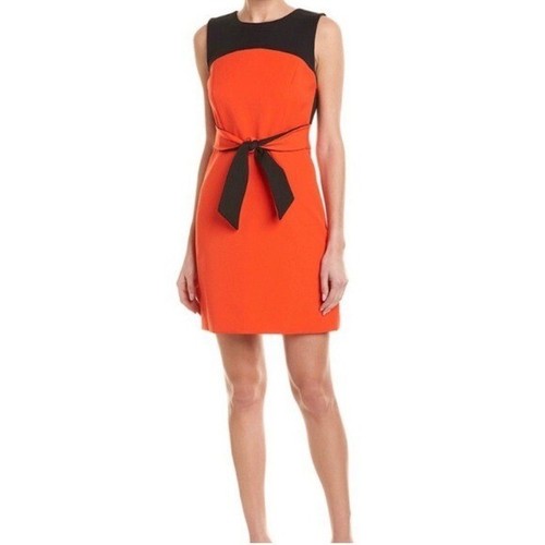 Size 2 NWT Milly Jenny Colorblocked Dress Orange Navy Blue Mini Dress - Picture 7 of 7