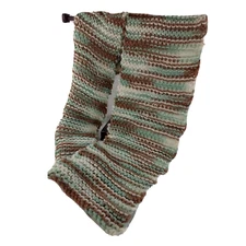 Handmade Knitted Winter Scarf Brown Green White Warm Outerwear Style E5-1794