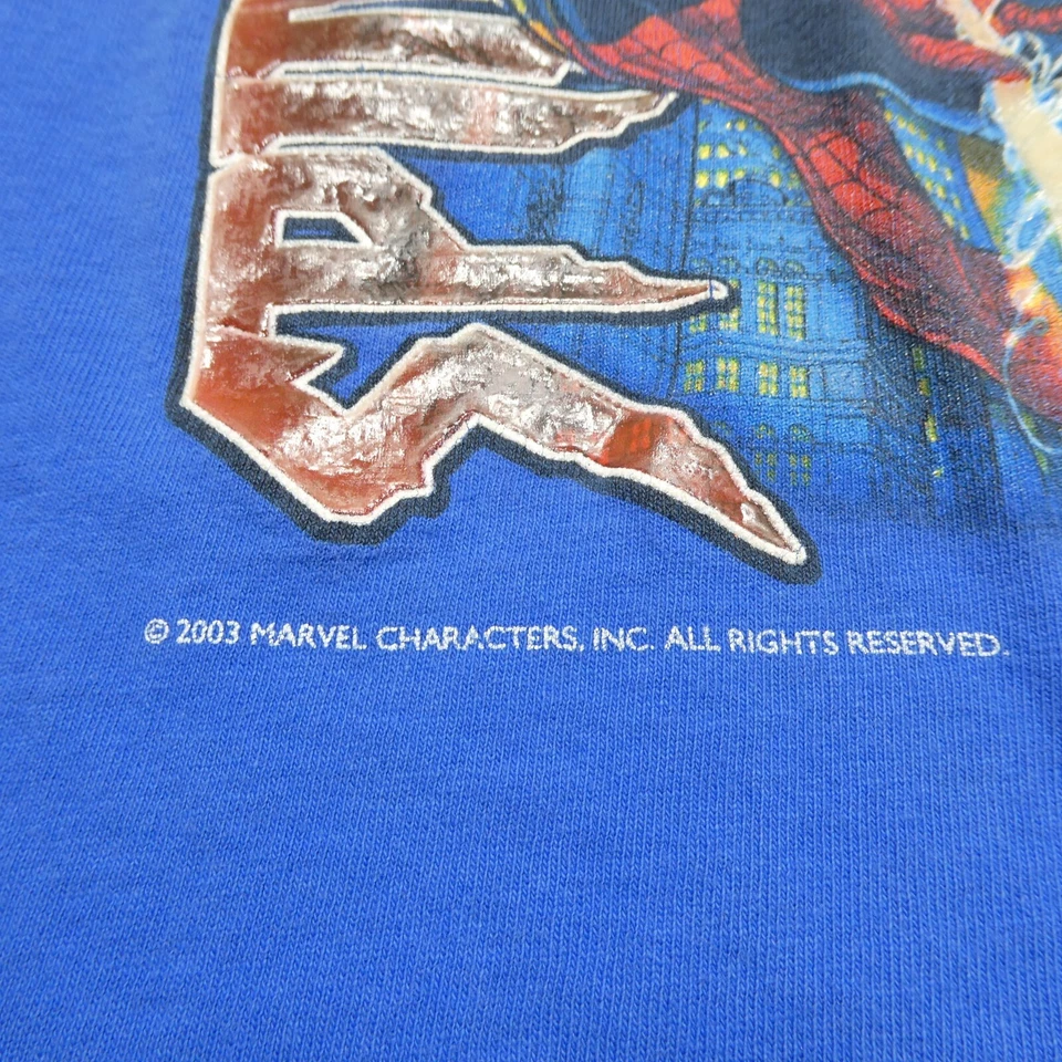 VINTAGE Spider Man T Shirt Youth Size 7 2003 Spiderman Marvel Mad Engine Comic - Image 2 of 4
