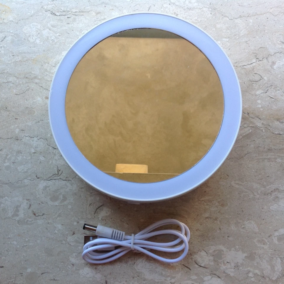 Specchio Per il Trucco Girevole Bifacciale Luce LED Ingrandimento 10X - Immagine 3 di 3