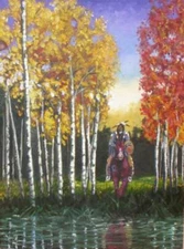 oil painting Native Americans in the woods hand painted on canvas Home Decor 36"
