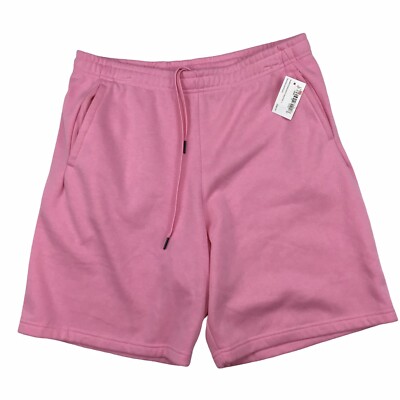 Designs Untitled Men's Pink Cotton Blend Long Sweat Shorts Pockets Size Large