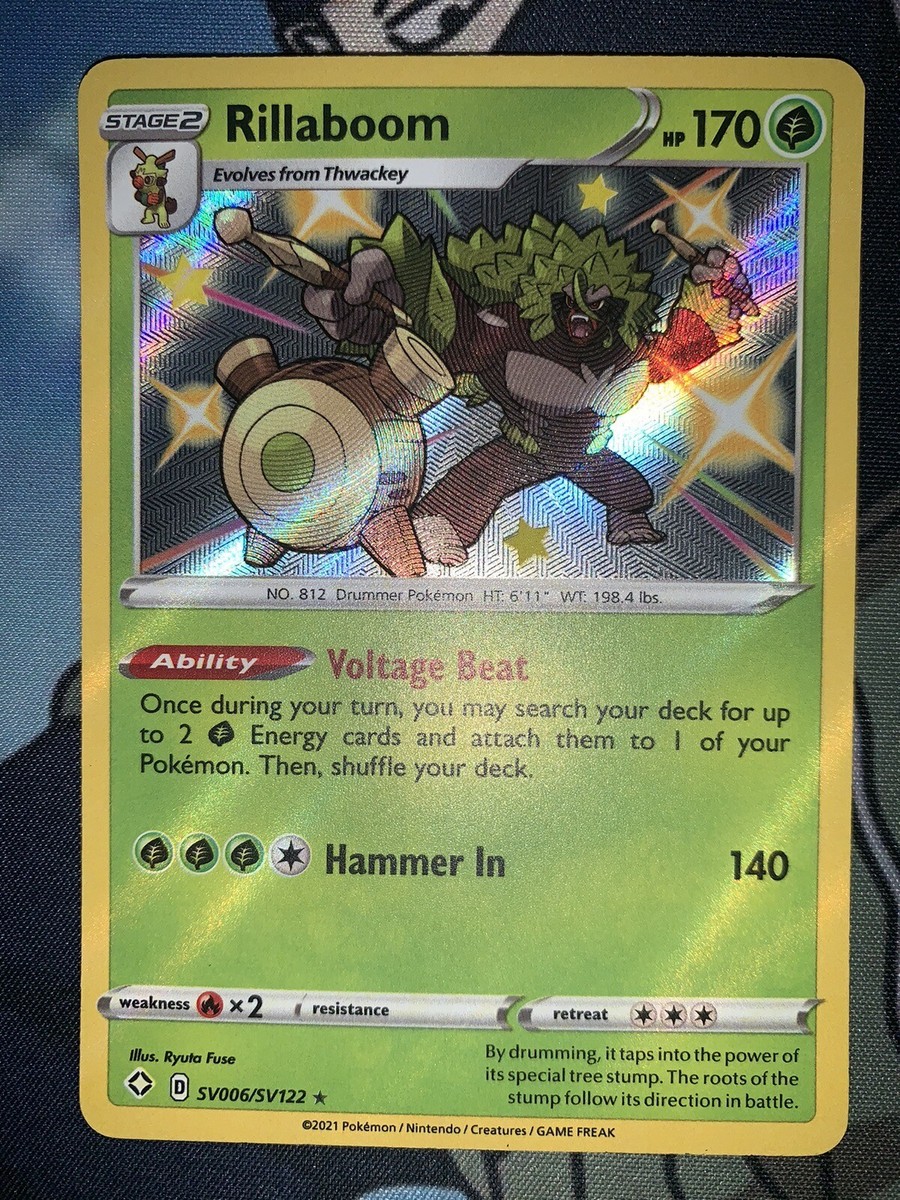 Rillaboom Baby Shiny SV006/SV122 Shining Fates Holo Rare Pokmon Card NM