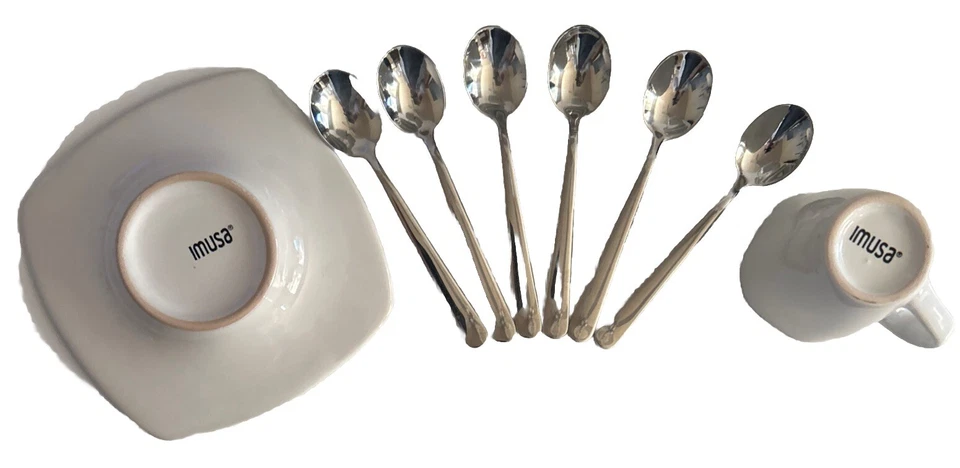 IMUSA ESPRESSO Demitasse Juego de 6 tazas y 6 platillos con estante y 6 cucharaditas Foto 2 de 2