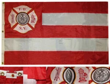 3x5 Embroidered New York Fire Dept 300D Nylon 3'x5' Flag 3 Grmts & Rope 3 Clips