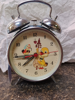 Vtg Music Duck Diamond Mechanical clock Time Alarm Shanghai See
