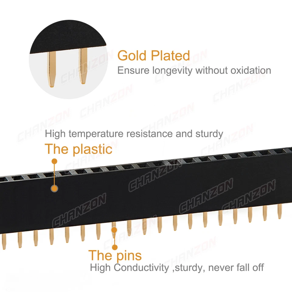 Male Female 2.54mm pitch 40Pin Header Socket Single Double Row Connector Strip - Image 4 of 4