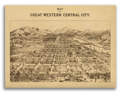 Central City CO 1887 Historic Panoramic Town Map - 24x32