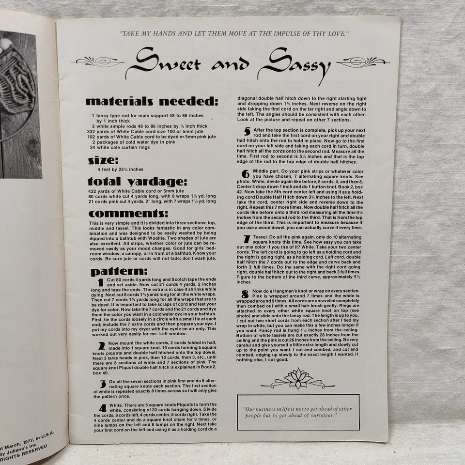 Raro 1977 De Colección MACRAMÉ COLGARLO TODOS Proyectos de Decoración del Hogar - Libro de Juliano # 4 Foto 3 de 4