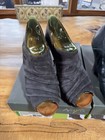 TWO Womens Naya Genesis Peep Toe Heel 9W Gray Suede Black Leather Shoe Bootie — photo 8