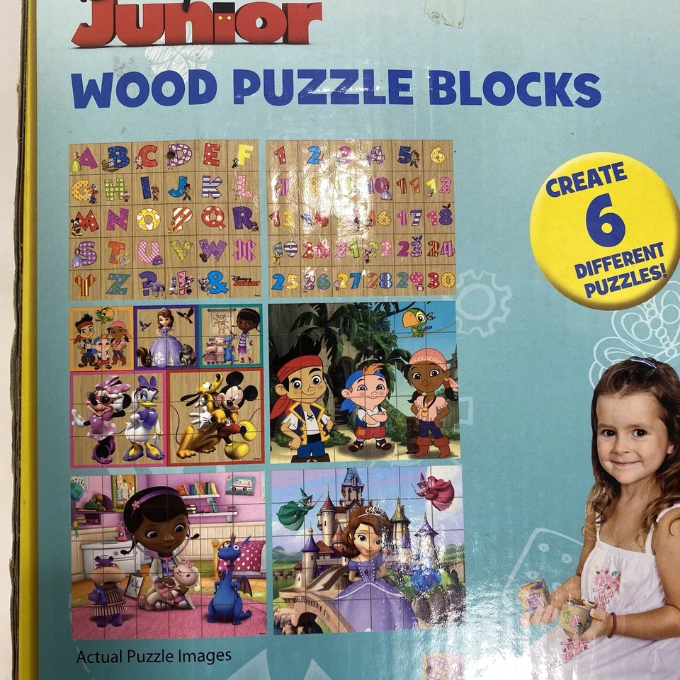 Bloques de rompecabezas de madera Disney Jr 6 rompecabezas alfabeto # Mickey Doc McStuffins Jake Foto 4 de 4