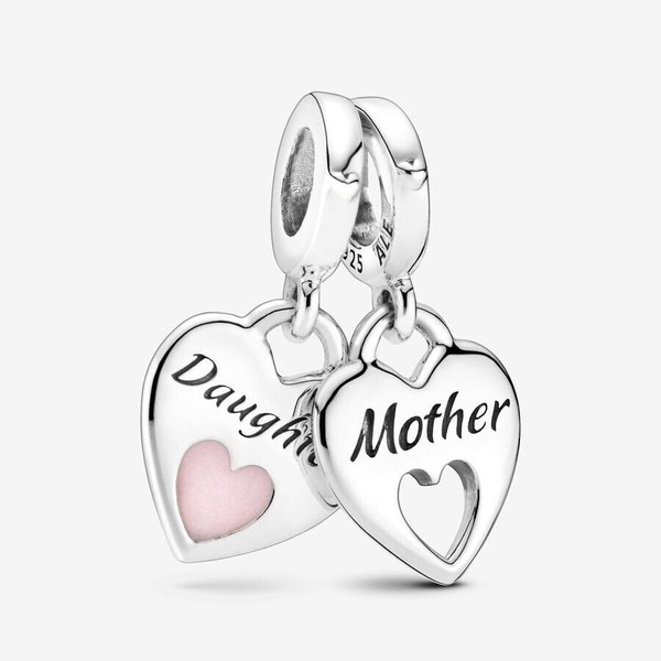 Pandora Charm AnhäNger Bead 925 Sterlingsilber Doppeltes Herz Emaille 799187C01-image