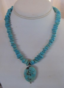 Turquoise-Center-Drilled-Nuggets-with-Free-form-Turquoise-034-Oval-034-as-Focal-Point