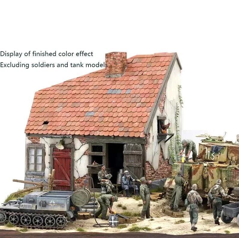 1 35 Handmade Building Model Kits Ruins House Wooden Diorama Scene Unpainted New