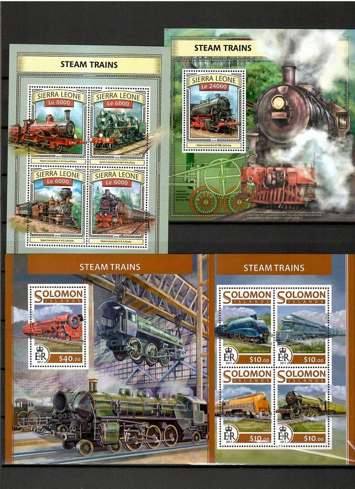 Locomotoras de vapor trenes ferrocarril 42 hojas colección 2017-2018 [3] MNH #CNA164 Foto 4 de 4