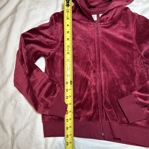 Gap Kids Dark Red Velour Hoodie Jacket XL 12 BTS Fall Winter Holiday - Picture 3 of 5