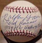 Ralph Garr Signed Mlb Baseball With Road Runner & 1974 Nl Batting Champ