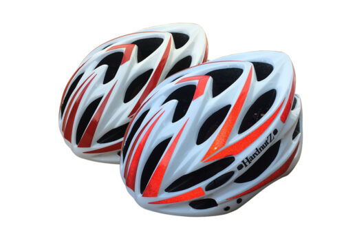 HardnutZ Bike Helmet Road Mountain Bicycle Cycling Hi Vis MTB White Red New - Picture 1 of 12