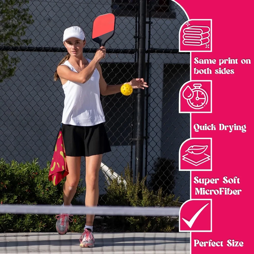 Pickleball Towel - Microfiber Cooling Sweat Towels with Cute Print - Pickleba...