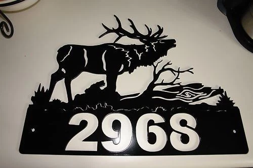 Placa de endereço personalizada com alce - Arte em metal - Tamanhos pretos variam - Imagem 4 de 4