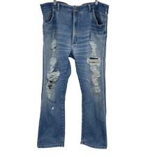 Vintage Wrangler Jeans Blue Straight Classic Denim Distressed USA Mens 42x30