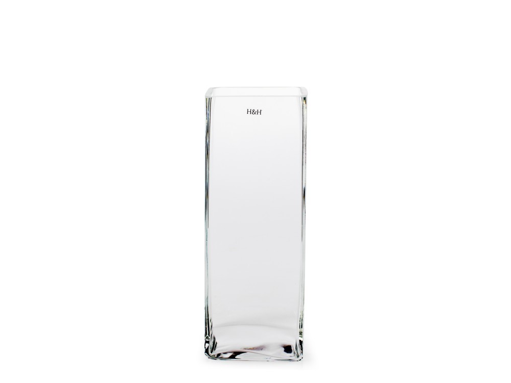H&H Square Vase In Transparent Glass 10X10X27H
