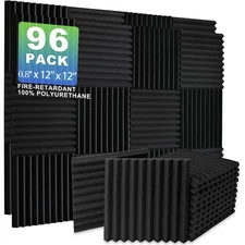 Acoustic Foam Panels 96-Pack 12x12x0.8'' Sound Proof Wall Studio Noise Absorbing