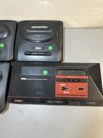 Lot of 5 Sega Genesis  Video Game Systems & System Power Base tested to power on