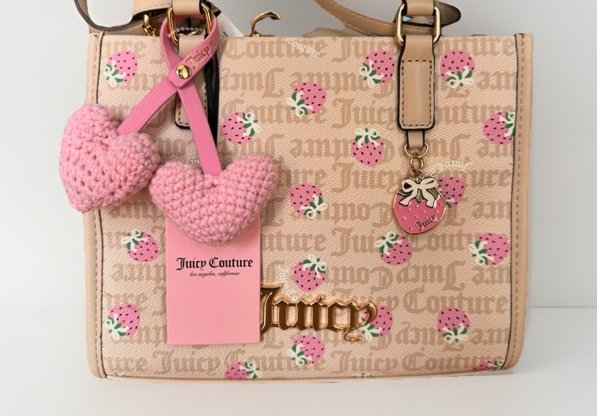 JUICY COUTURE Berry Sweet Mini Tote Sandstone Pink Strawberry W