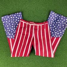 True Vintage 70's American Flag Print Wide Leg Bell Bottom Pants Sz 26"