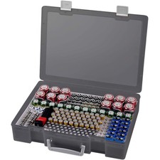 Battery Organizer Storage Holder- Batteries Case Containers Box with Black