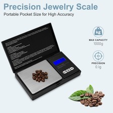 High Precision Digital Scale 1000g x 0.1g for Gold Silver Jewelry Coins with LCD