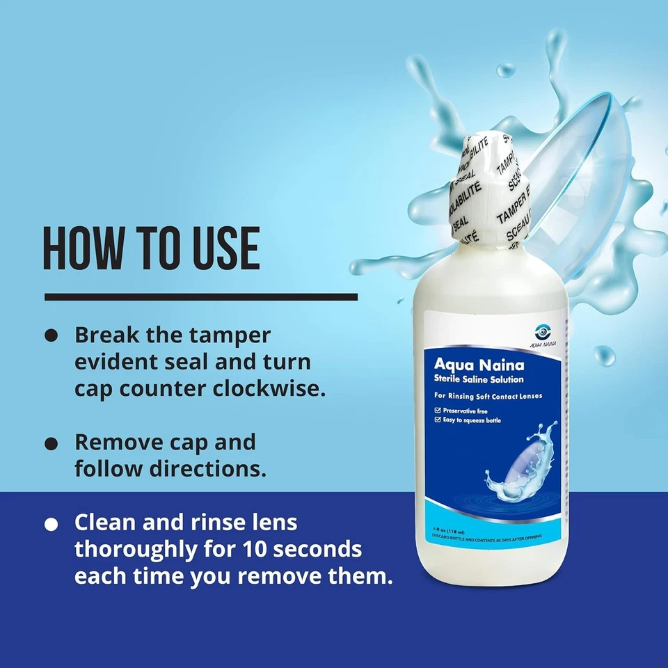 Solución salina enjuague sin conservantes para lentes de contacto, 12 x 4 fl oz Foto 3 de 4