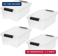 IRIS USA 4-Pack 13 Quart Storage Bins with Lids, Clear Transparent design make